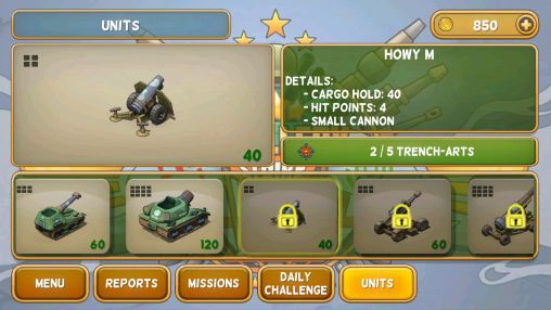Screenshots of the Artillery strike for Android tablet, phone.