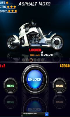 Screenshots of the Asphalt Moto for Android tablet, phone.