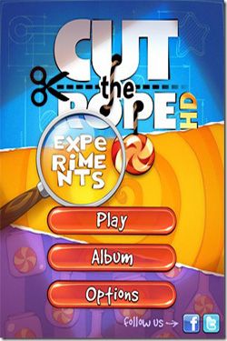 Screenshots of the Cut the Rope: Experiments for Android tablet, phone.