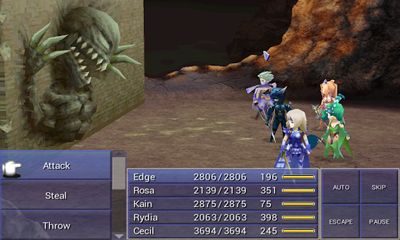 Screenshots of the Final Fantasy IV for Android tablet, phone.