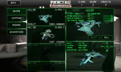 Screenshots of the Fractal Combat for Android tablet, phone.