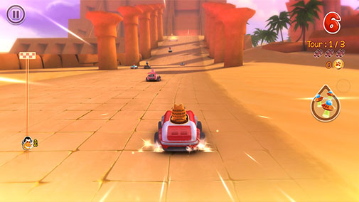 Screenshots of the Garfield kart for Android tablet, phone.