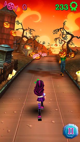 Screenshots of the Halloween runner for Android tablet, phone.