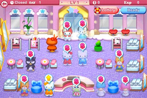 Screenshots of the Hello Kitty beauty salon for Android tablet, phone.
