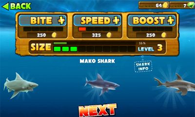 Screenshots of the Hungry Shark Evolution for Android tablet, phone.