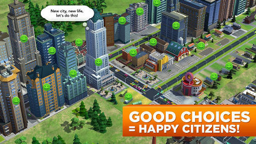 Screenshots of the SimCity: Buildit for Android tablet, phone.