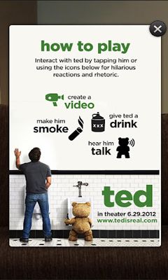Screenshots of the Talking Ted Uncensored for Android tablet, phone.