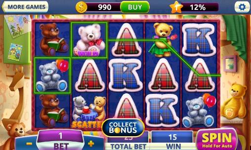 Screenshots of the Teddy bears slots: Vegas for Android tablet, phone.