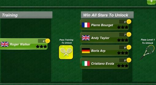 Screenshots of the Tennis champion 3D for Android tablet, phone.