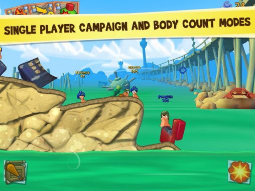 Screenshots of the Worms 3 for Android tablet, phone.