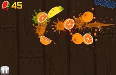 Screenshots of the Fruit Ninja game for iPhone, iPad or iPod.