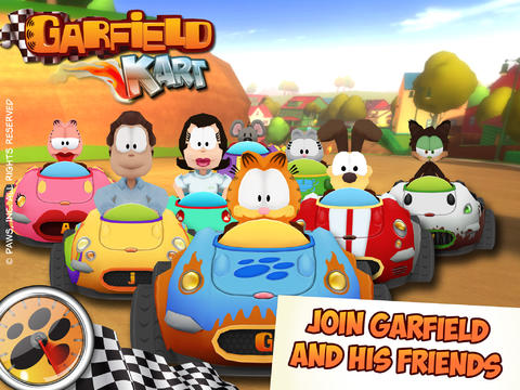 Screenshots of the Garfield Kart game for iPhone, iPad or iPod.