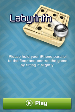 Screenshots of the Labyrinth game for iPhone, iPad or iPod.