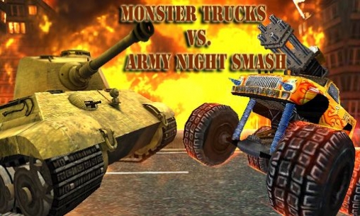Screenshots of the Monster Trucks vs. Army Night Smash game for iPhone, iPad or iPod.