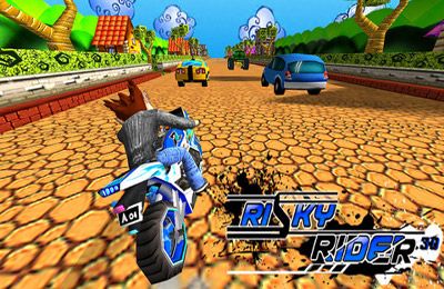 Screenshots of the Risky Rider 3D (Motor Bike Racing Game / Games) game for iPhone, iPad or iPod.