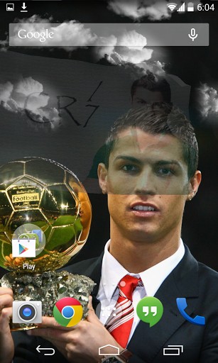 Screenshots of the 3D Cristiano Ronaldo for Android tablet, phone.